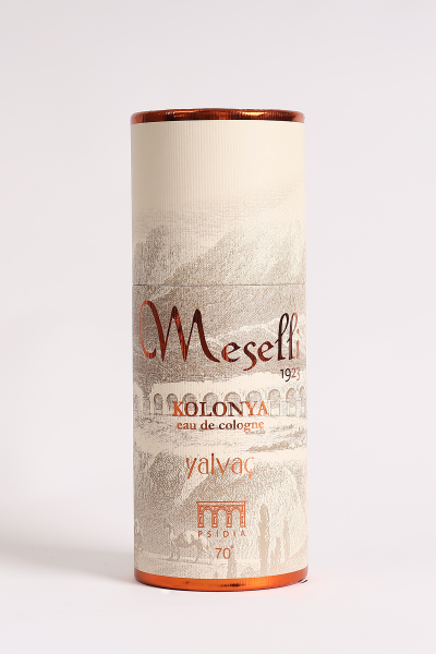 Meselli Yalvaç Kolonyası 240ml El Boyaması Cam Şişe (Özel Varaklı Hediyelik Kutu)