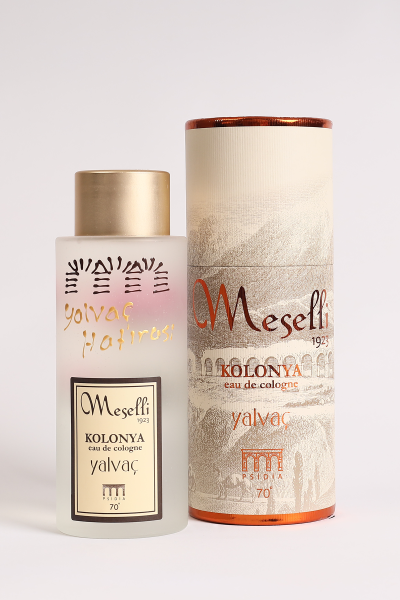 Meselli Yalvaç Kolonyası 240ml El Boyaması Cam Şişe (Özel Varaklı Hediyelik Kutu)