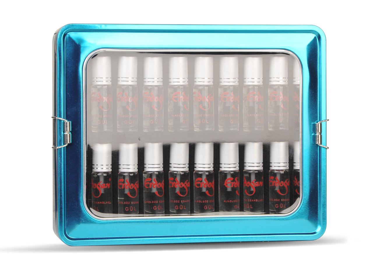 Erdoğan Renkli Metal Kutu (Mavi) 3.5 Ml 20'li Karma Esans
