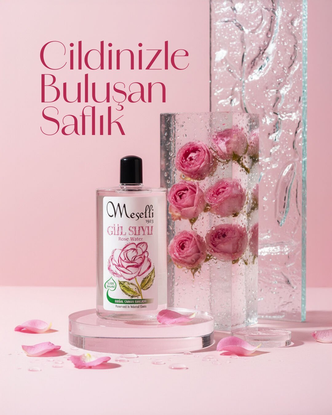 Meselli Gülsuyu %100 Natural 200 Ml Cam Şişe (1. Kalite)