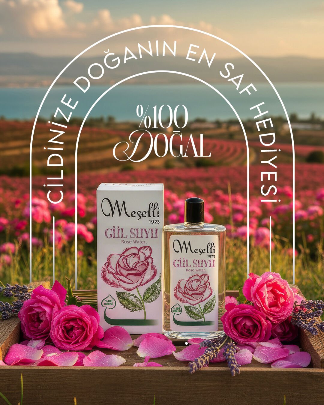 Meselli Gülsuyu %100 Natural 200 Ml Cam Şişe (1. Kalite)