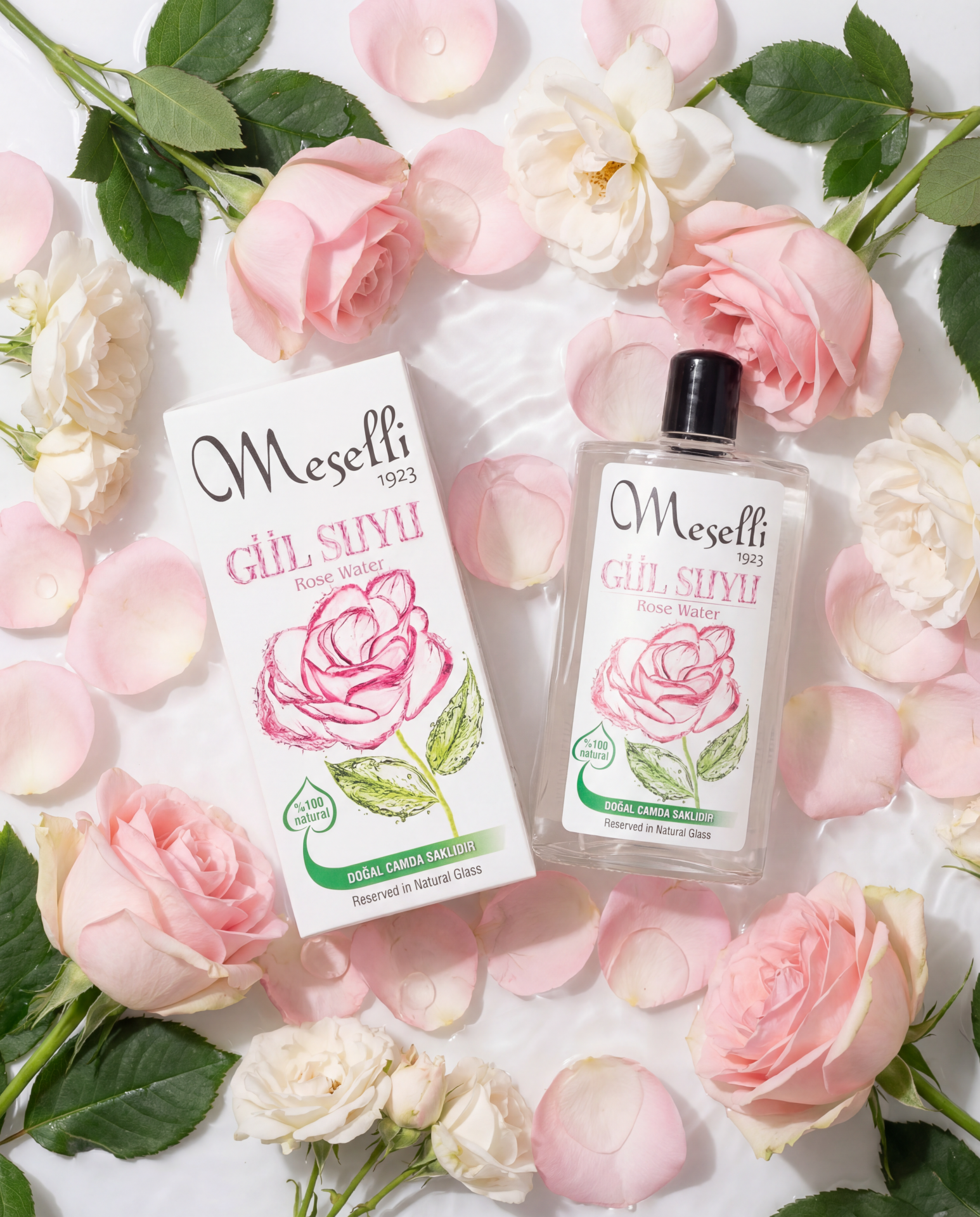Meselli Gülsuyu %100 Natural 200 Ml Cam Şişe (1. Kalite)