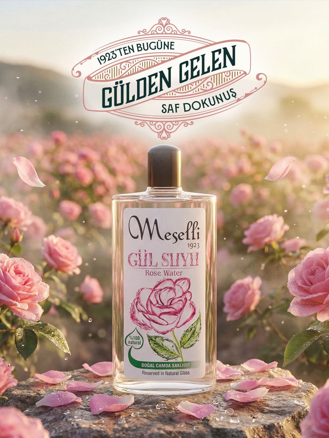 Meselli Gülsuyu %100 Natural 200 Ml Cam Şişe (1. Kalite)