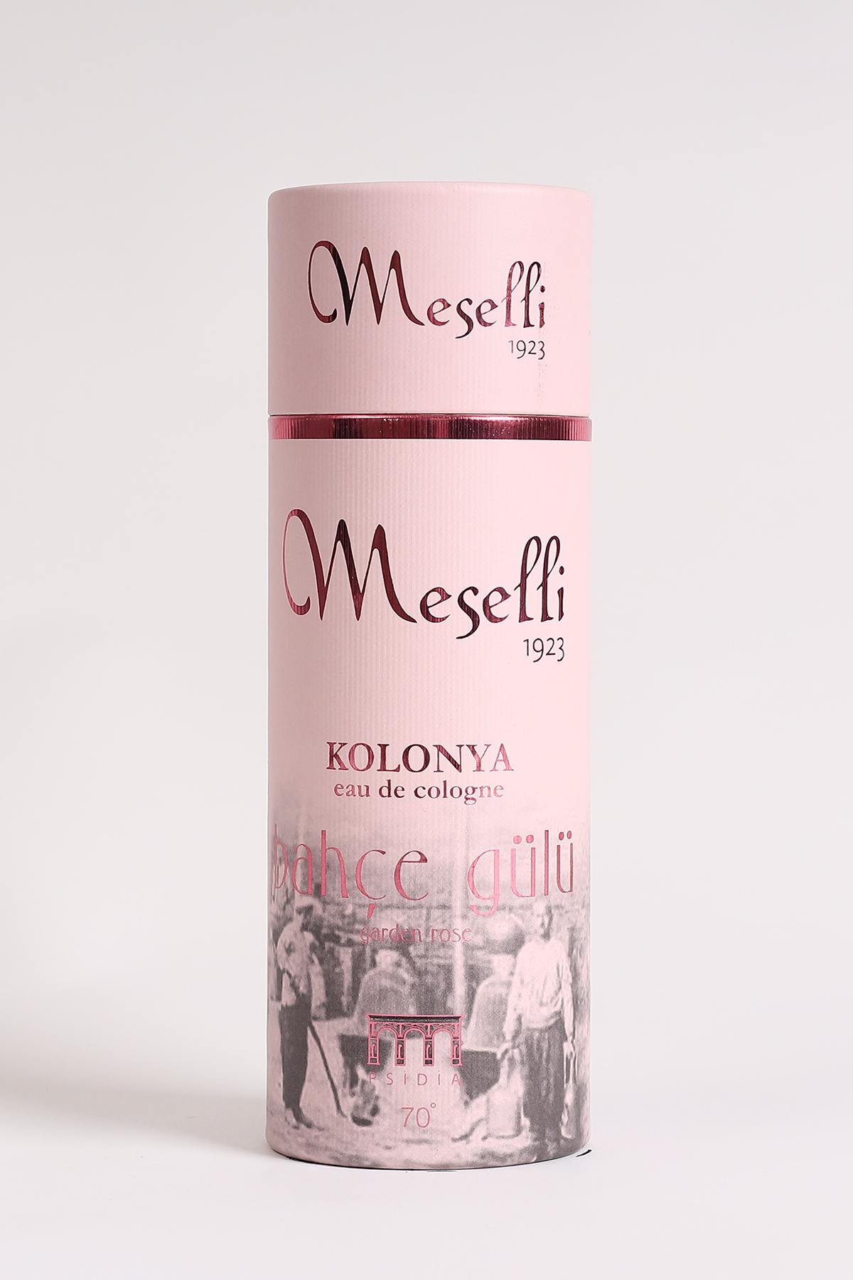 Meselli Bahçe Gülü Kolonyası 240ml El Boyaması Cam Şişe (Özel Varaklı Hediyelik Kutu)