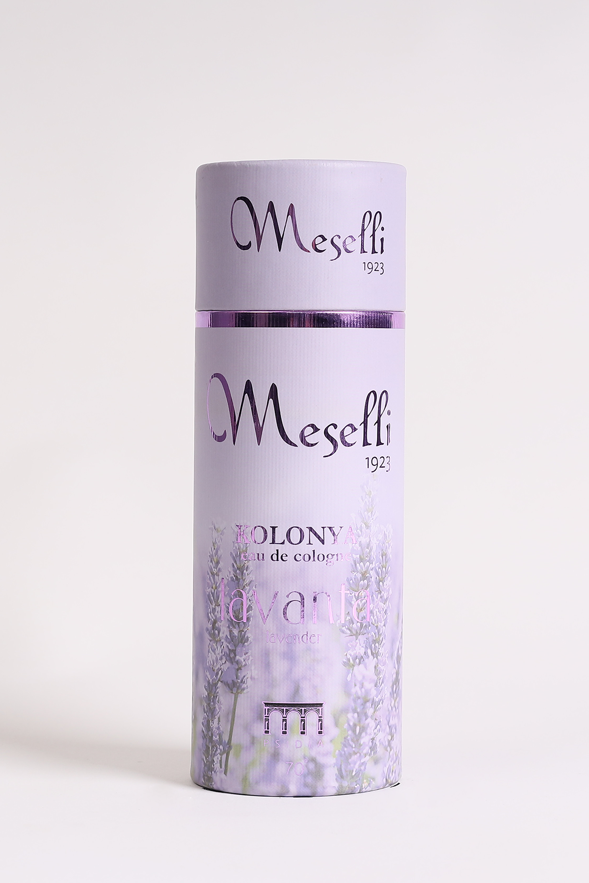 Meselli Lavanta Kolonyası 240ml El Boyaması Cam Şişe (Özel Varaklı Hediyelik Kutu)