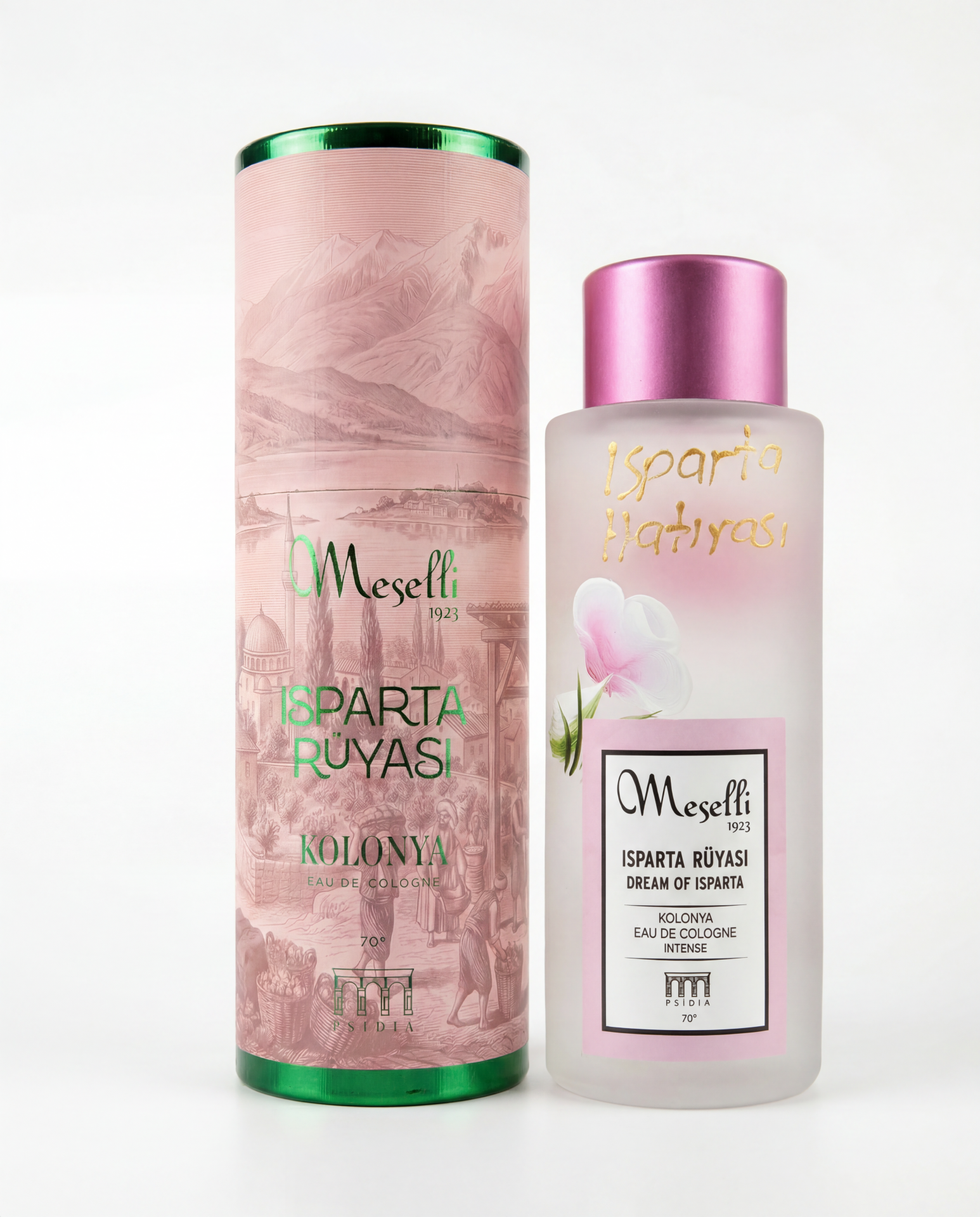 Meselli Isparta Rüyası 240ml El Boyaması Cam Şişe (Özel Varaklı Hediyelik Kutu)